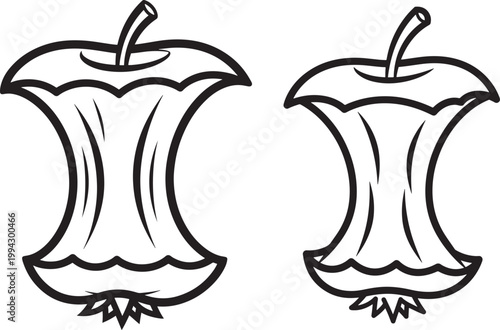 Apple core icon silhouette vector illustration food leftover waste