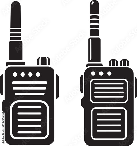Walkie talkie icon set, communication device