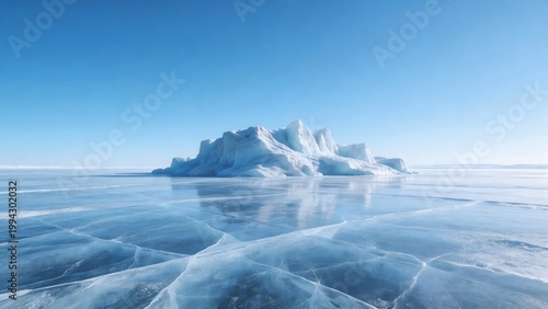 Ice formation on frozen lake