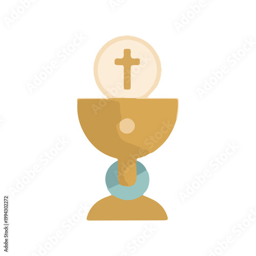 First Holy Communion Chalice and Host Religious Illustration