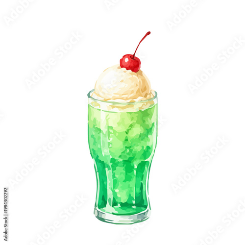 ドリンク　メロンクリームソーダ / Melon Cream Soda Float