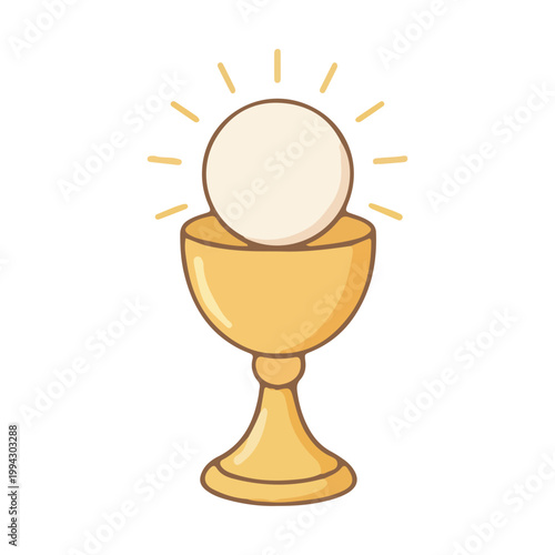 Holy Grail Chalice and Eucharist Host Religious Illustration