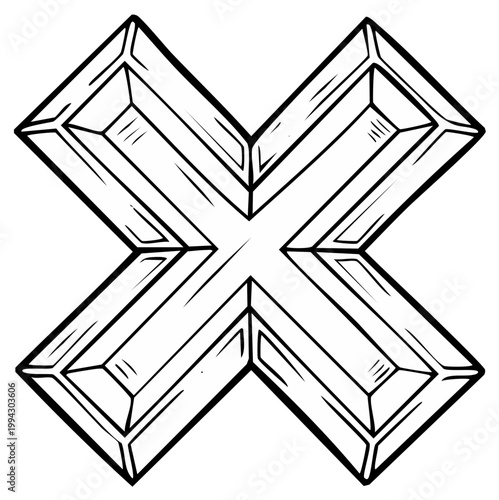 Geometric cross design in diamond style with lines and shades