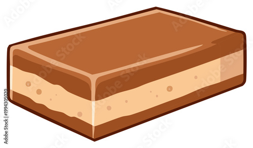 Delicious layered chocolate and caramel nougat bar sweet snack illustration