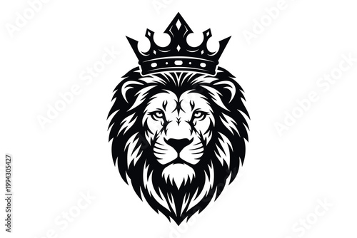 Silhouette of a regal lion wearing a crown