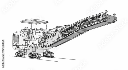 Industrial vehicle with caterpillar tracks and conveyor belt