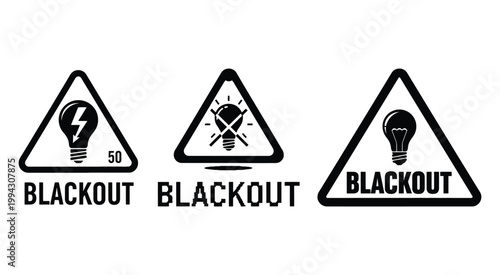 Modern Power Outage Icon Set for Alerts and Digital Interfaces