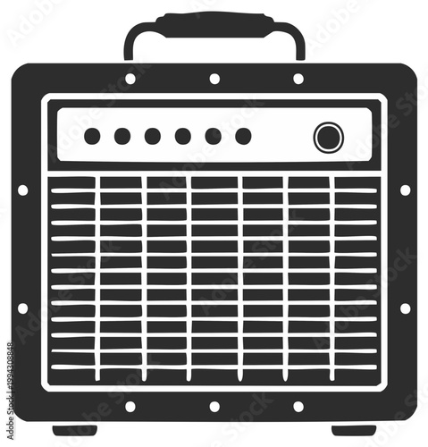 Vintage Style Amplifier Illustration Black and White