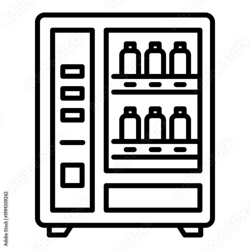 Vending machine icon, symbolizing public convenience and self service facilities. Clean outline vector for park amenities and refreshment concept.