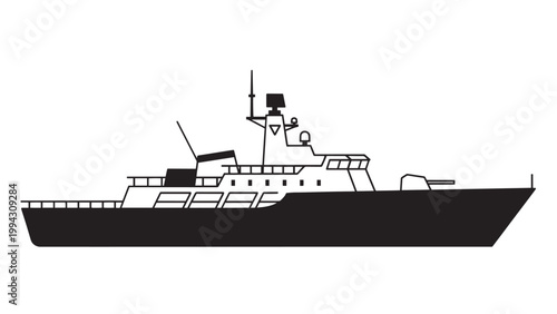 Silhouette of a Large Passenger Ferry Ship on the Water.