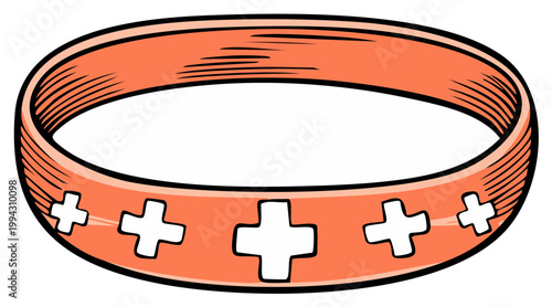 Cartoon ring with cross patterns. Decorative jewelry.