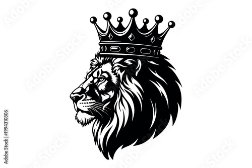 Silhouette of a majestic lion wearing a crown