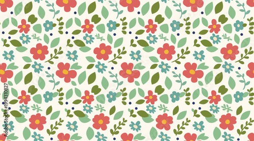 Vibrant floral pattern with colorful flowers.