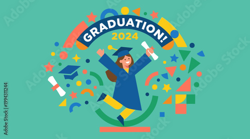 Graduation celebration with colorful confetti.