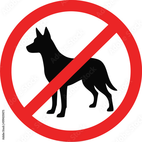 No Dogs Allowed Sign, Prohibition Symbol, Dog Ban Icon, Red Circle Prohibition isolated on White Background