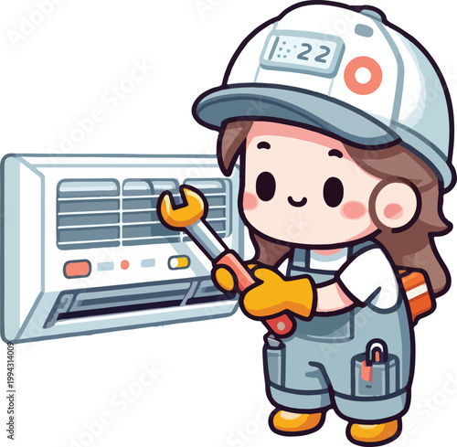 Chibi AC Technician Character 
