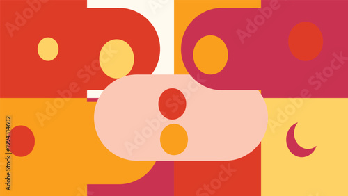 Fotografija Abstract Geometric Composition: A vibrant display of intersecting geometric shapes in warm, inviting hues