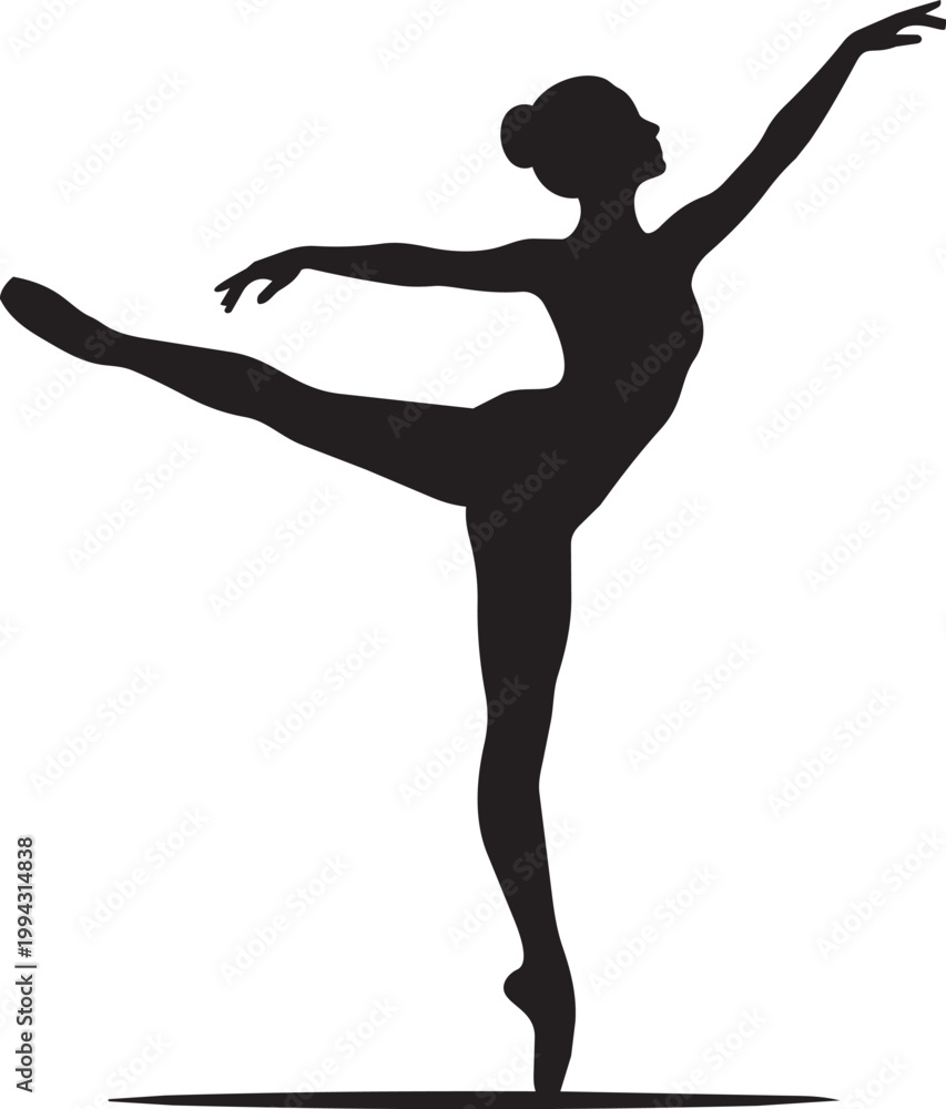 Obraz premium Silhouette of a ballet dancer performing an arabesque en pointe