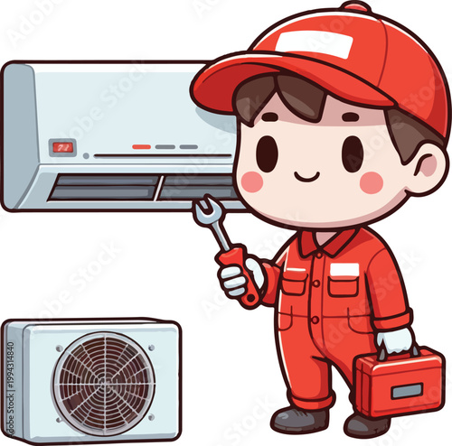 Chibi AC Technician Character 
