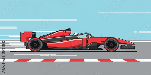 A vibrant red vintage sports car speed racing on a classic road illustration isolated on a white background as a retro cartoon vector transport model
