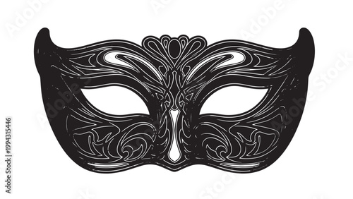 Intricate Black Venetian Mask with Elegant Detailing for Costume and Party Wear.