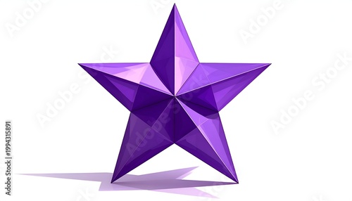A vibrant purple star standing tall against a white backdrop.