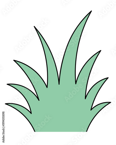 A mound of grass. Green thickets of bushes. Color vector illustration. Lawn vegetation. Isolated on white background. Web design idea.