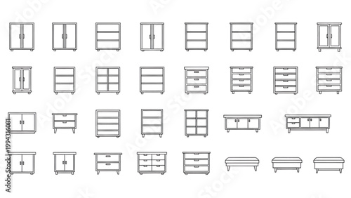 Various Furniture Icons for Interior Design and Home Decor