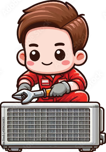 Chibi AC Technician Character 