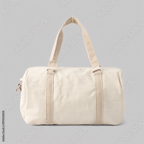 Minimal Canvas Duffle Bag Mockup on White Background