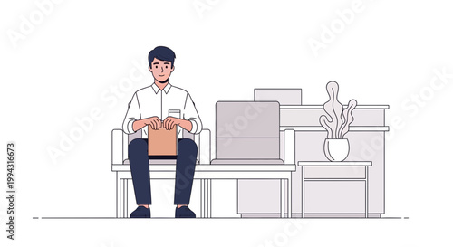 Job Candidate Waiting for Interview in Office Hallway