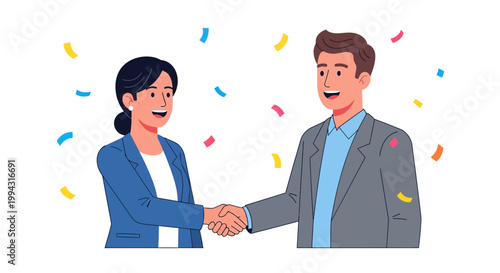 Successful Job Hire Celebration Flat Vector Concept
