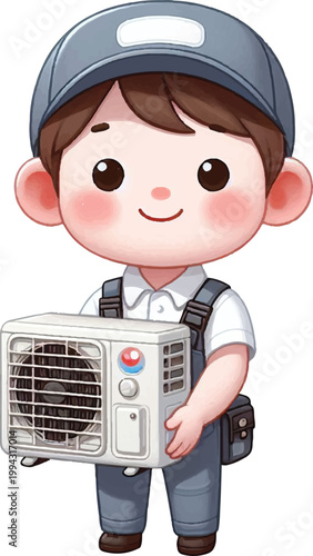Chibi AC Technician Character 