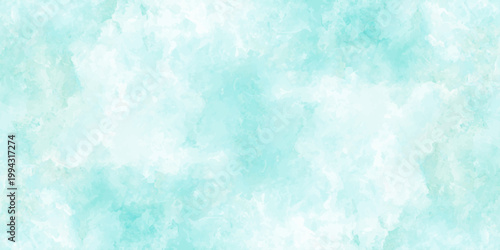 Light blue and white watercolor texture background; abstract ethereal clouds painted effect for minimal artistic design