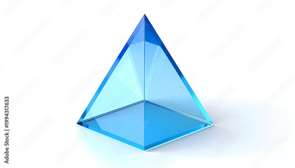 Fototapeta premium Blue Glass Pyramid - A Study in Light, Form, and Transparency.