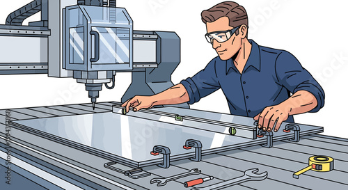 Skilled technician operating advanced CNC milling machine with precision.
