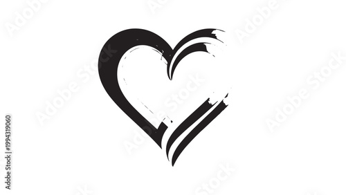 Stylized Heart Illustration with Artistic Brush Strokes and Elegant Design.