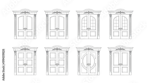 Collection of various elegant and classic door designs for architectural projects