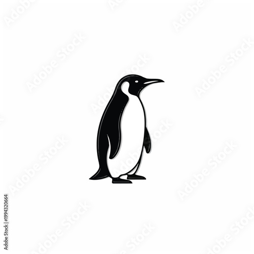 Penguin standing on white background.