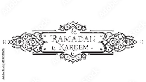 Elegant Ramadan Kareem Greeting Card Design with Ornamental Frame.