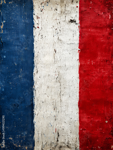 French tricolor flag painted weathered textured wall