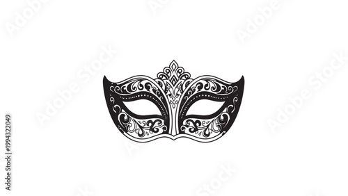 Elegant Black and Silver Venetian Mask with Intricate Detailing for Costume and Party Wear.