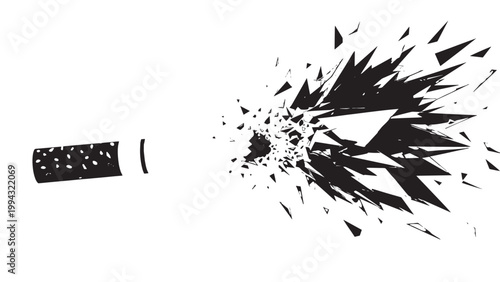 Explosive Firecracker Detonating with Bright Sparks and Smoke.