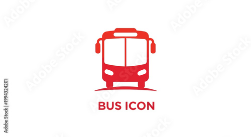 Red Bus Icon on White Background for Transportation Concept.