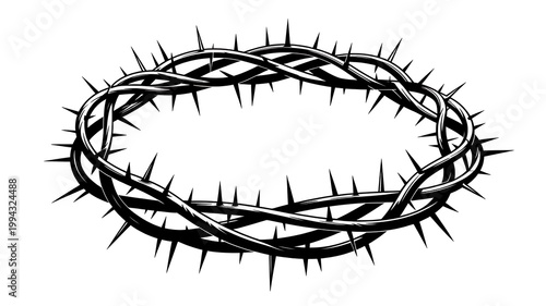 Crown of Thorns Illustration, Vector Symbol of Lent and Easter
