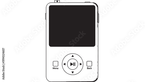 Portable MP3 Player with Screen and Control Buttons for Music Listening.