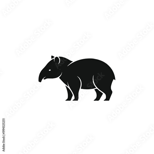 Black silhouette of a tapir animal.