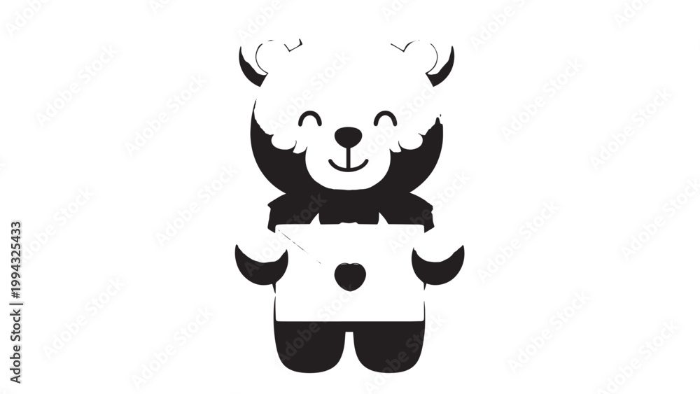 Obraz premium Cute Cartoon Panda Bear Standing with Playful Expression.