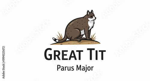 Cartoon of a bird, labeled "Great Tit" with scientific name "Parus Major.