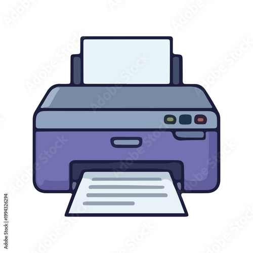 Modern Office Printer Illustration with Paper Output